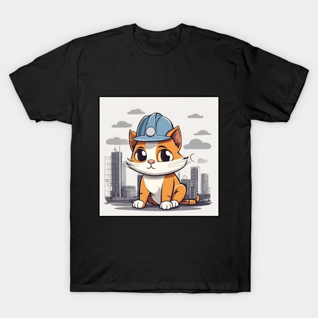 cats with hard hats T-Shirt by cloudviewv2